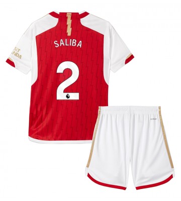 Arsenal William Saliba #2 Hemmaställ Barn 2023-24 Kortärmad (+ Korta byxor)